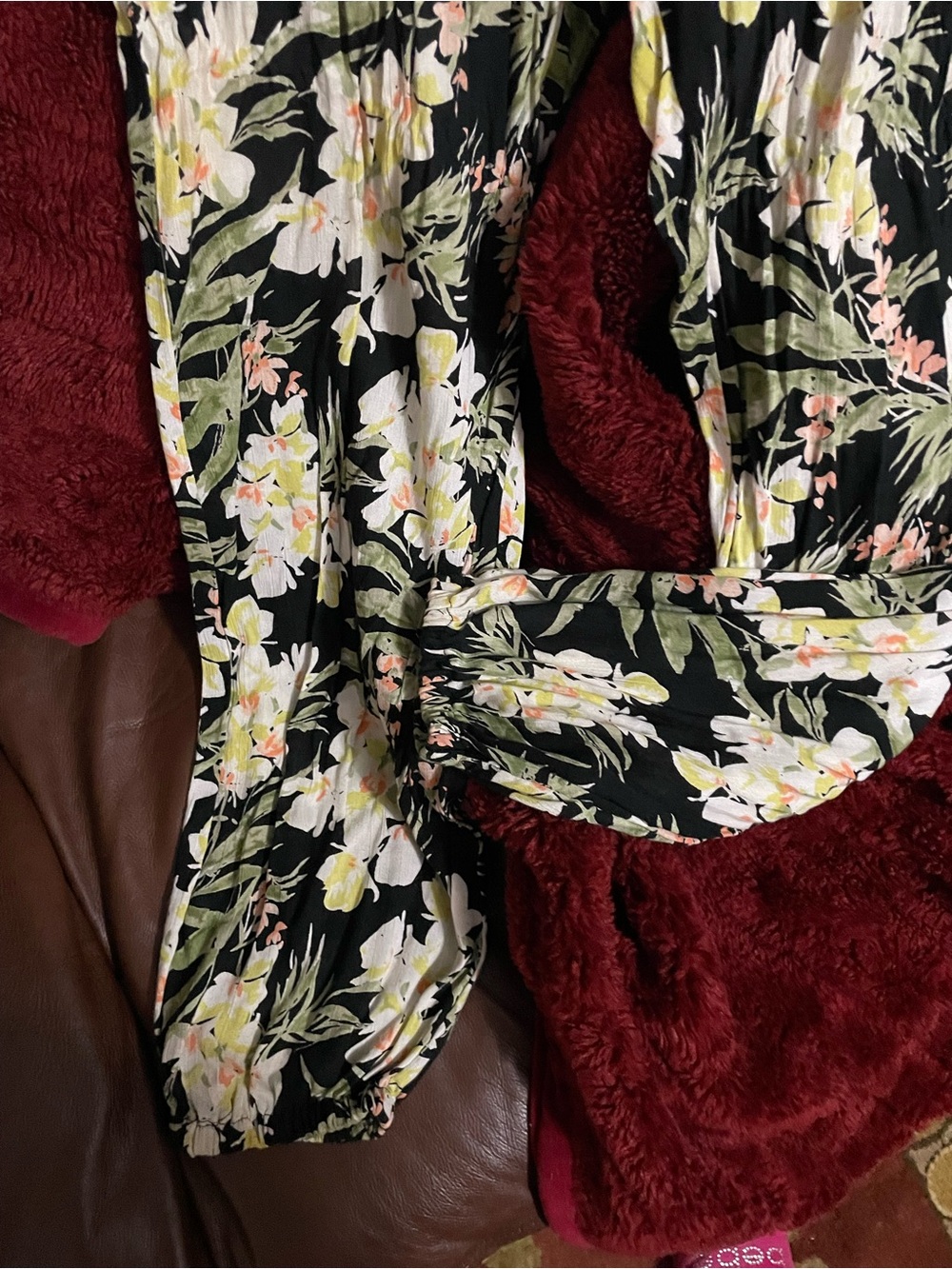 Trendy ANGIE BOHO FLORAL JOGGER LIKE PANTS Drawstring elastic waist Ladies M - Picture 3 of 8